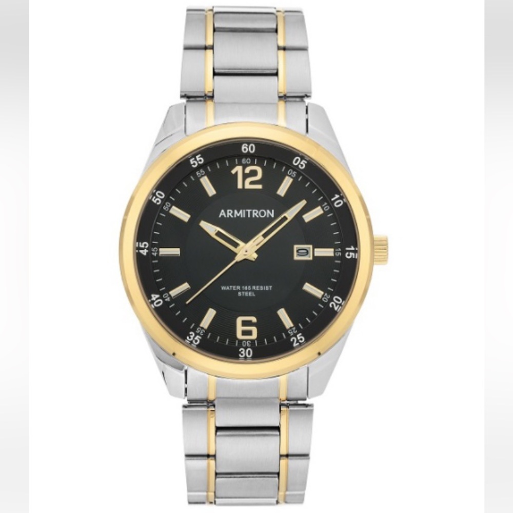 NWOT Mens Black 2-Tone with Date Watch